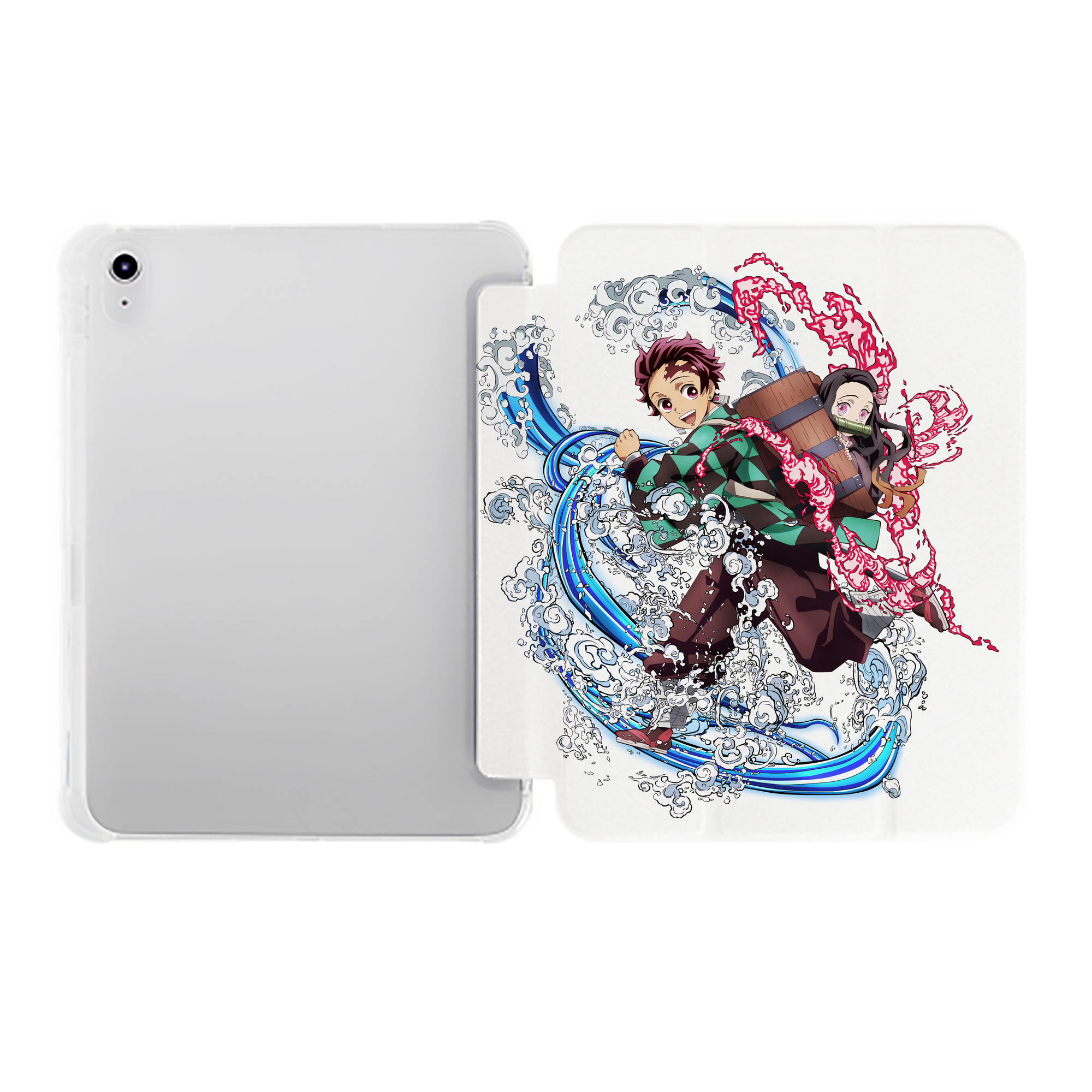 （画像用） 鬼滅の刃（きめつのやいば）竈門 禰󠄀豆子／かまど ねずこ Kamado Nezuko IPad ケース ペン収納付き 三つ折りスタンド PUレザー×シリコン 対応機種9.5/10.5/10.9インチ